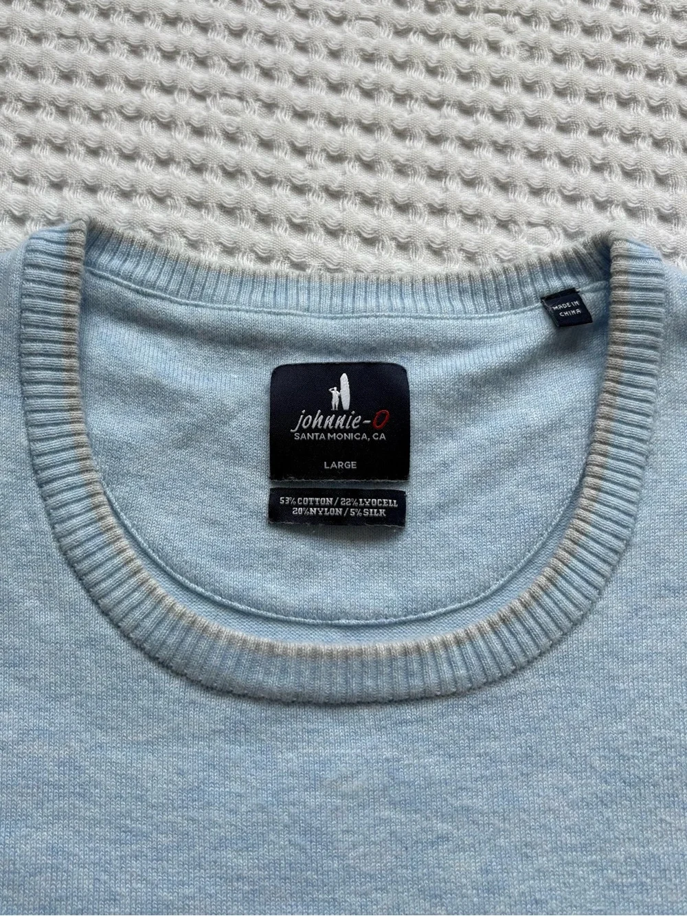 Johnnie-O Wren Maliblu Blue Heather Crewneck Sweater Pullover Cotton Blend - L